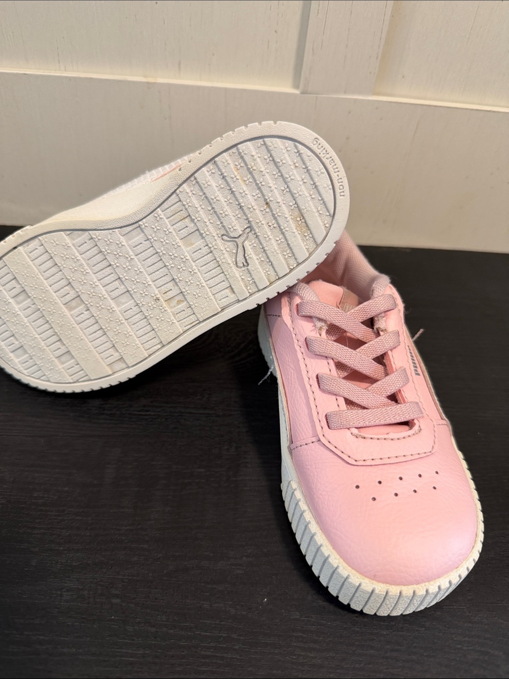 Puma Pink and White Kids Low-Top Sneakers - Picture 5 of 11